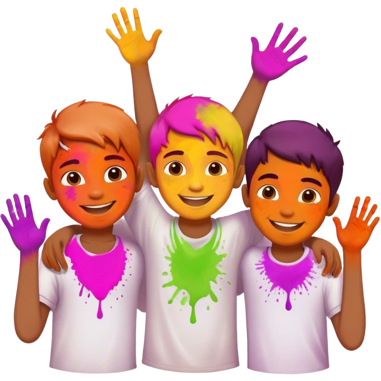 A emoji of holi(indian festival) it's is the festival colour every one play with colours and boys are playing holi emoji
