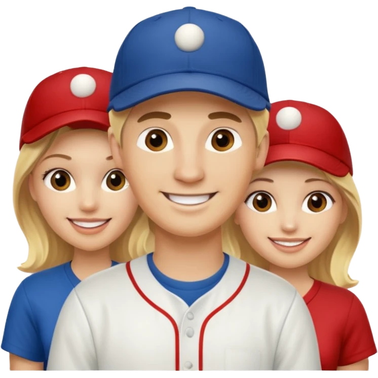 Two blonde women and a man with baseball cap on  emoji