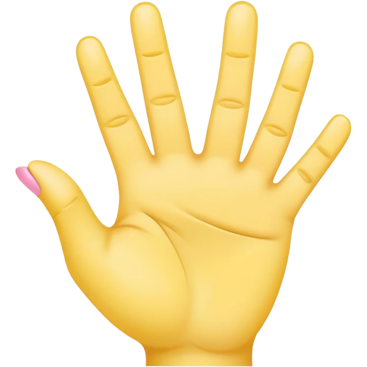 Turn a yellow hand with five fingers, showing number 3 with pinky, middle, and index. Make sure pinky is on the bottom  emoji