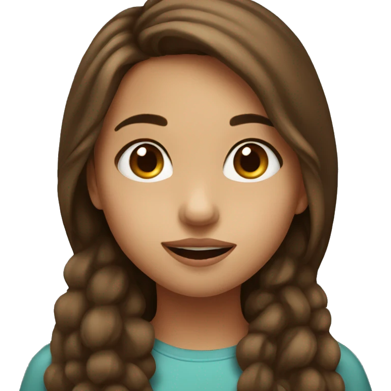 girl with brown hair sends a kiss to the screen emoji