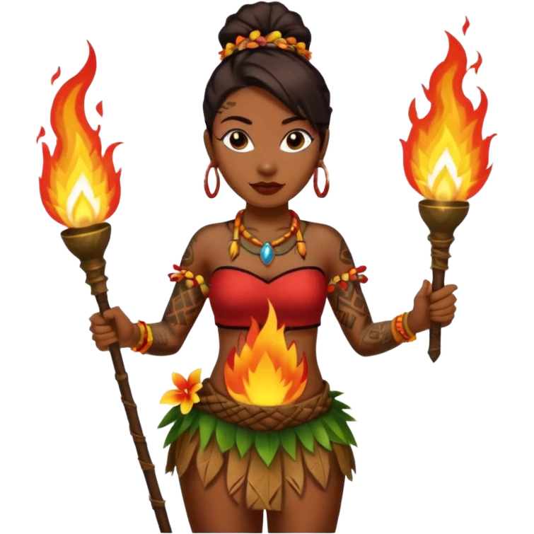 hawaiian female fire dancer with tattoos emoji