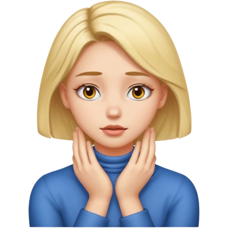 Girl with hands in her neck crossed out eyes emoji