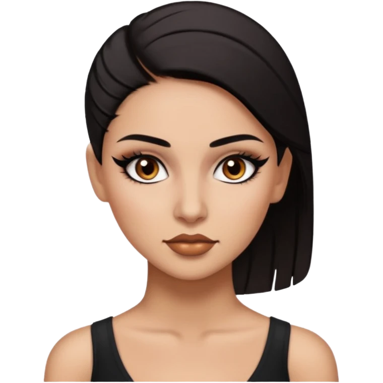 latina, baddie,pretty, brown eyes, makeup, black eyeliner, shaved half head dark hair emoji