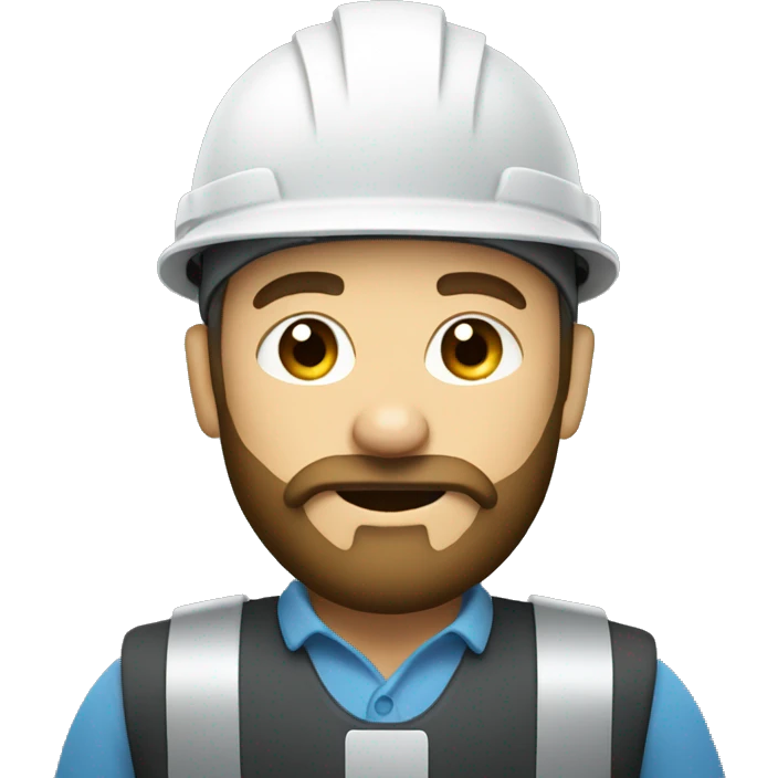 Engineer with beard holding ipad and wearing white helmet emoji