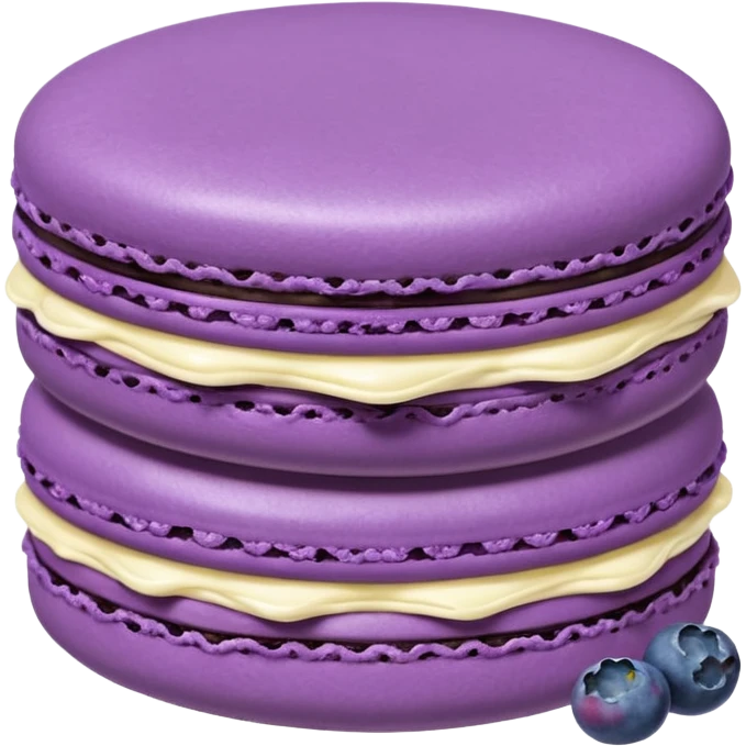 A macaron with purple cream and blueberries emoji