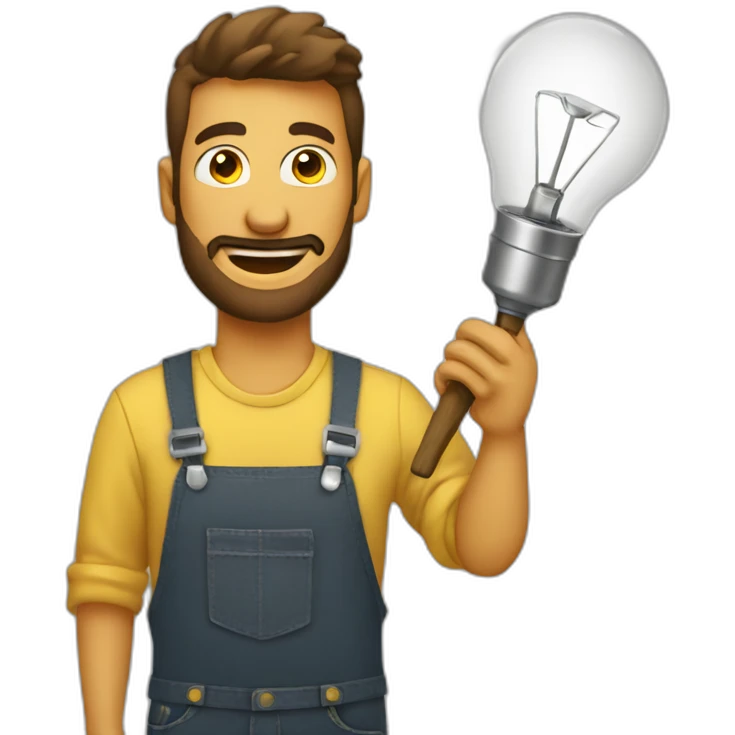 Designer screwing in loghtbulb emoji