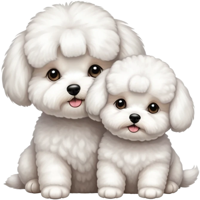 Two Bichon frise girls mom and baby gurl emoji
