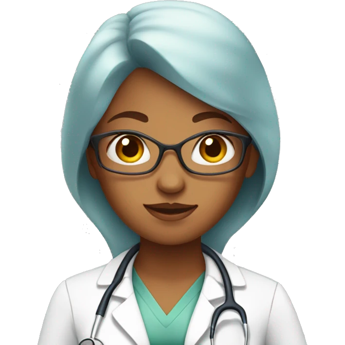 Woman doctor with scarlet hair wearing stethoscope without glasses  emoji