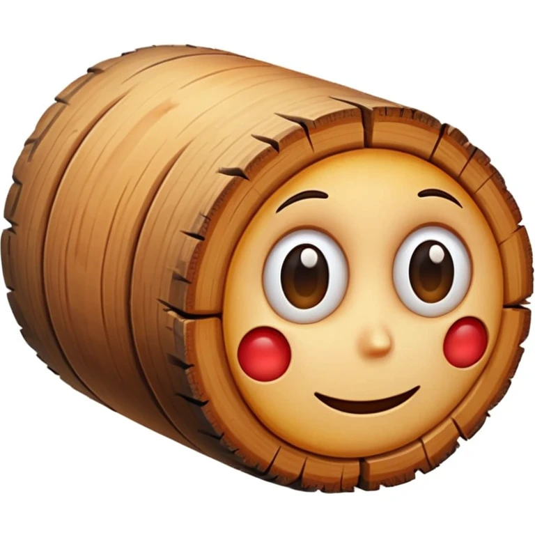 cartoon wooden log, no eyes or facial expression, apple emoji style, white background, bright colors emoji