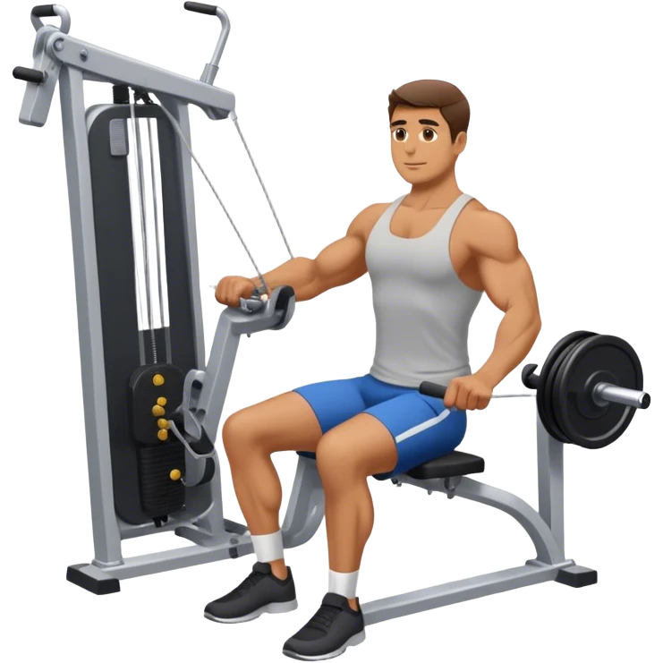 man doing seated cable-rows machine exercise emoji