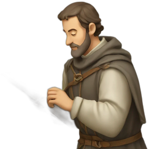 medieval architect in action, thinking over a map of a building emoji