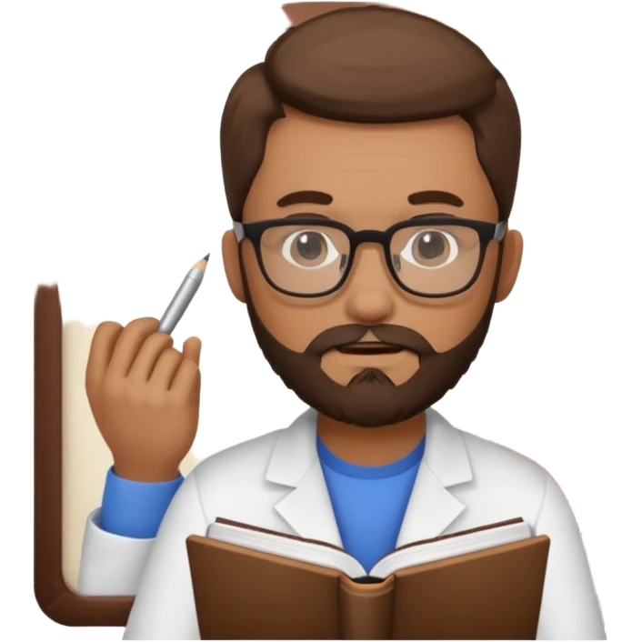 bearded man with glasses studying emoji