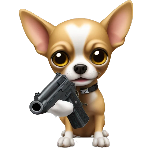 Chihuahua with a gun emoji