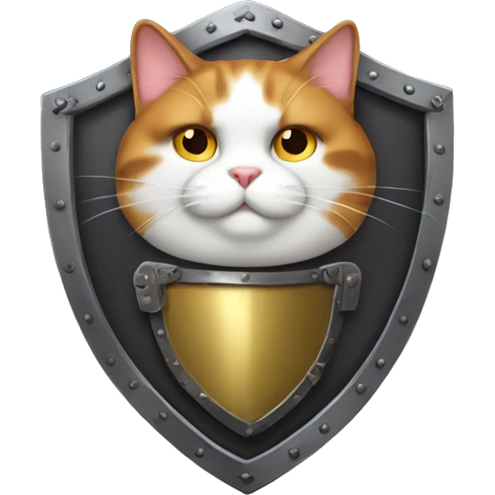 Fat calico cat with a shield  emoji