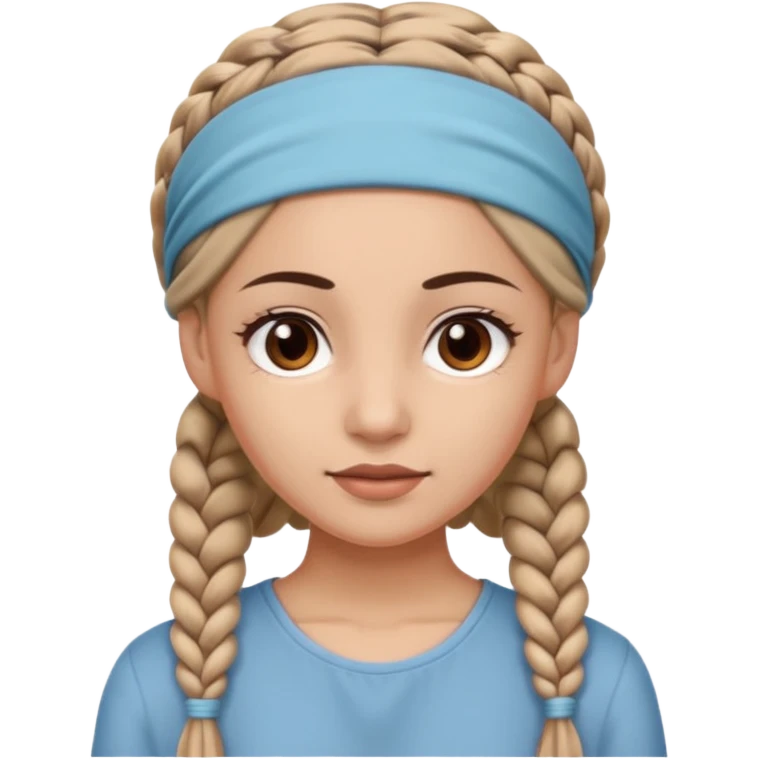 big lose braided woman face wiith big visible braids and mono color headband on head emoji