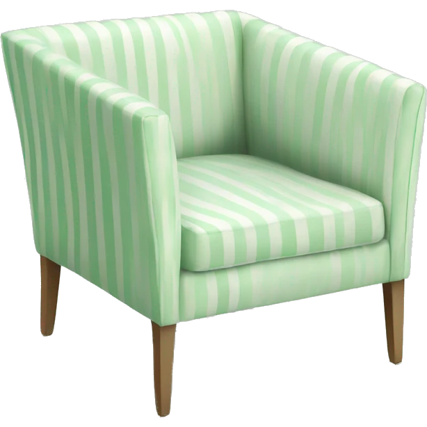 Striped pastel green and white sofa chair with square back emoji