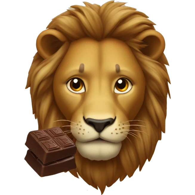 Un lion qui mange du chocolat emoji