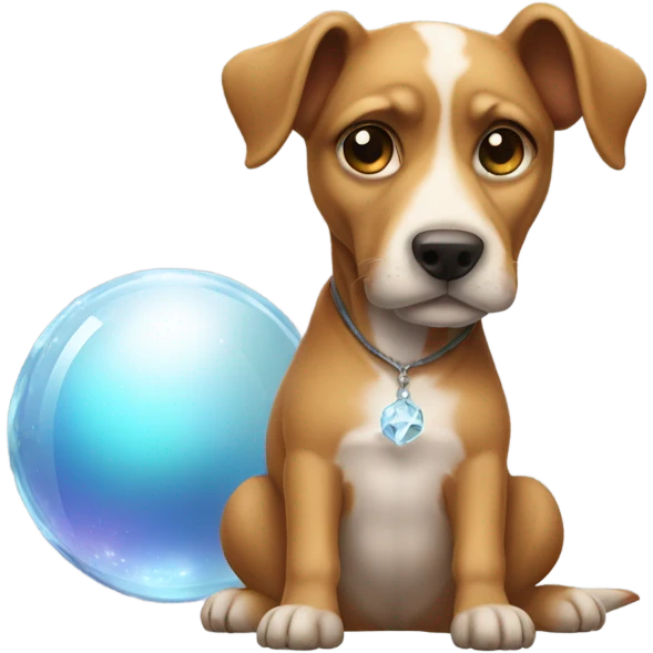 A dog with a crystal ball in lap emoji