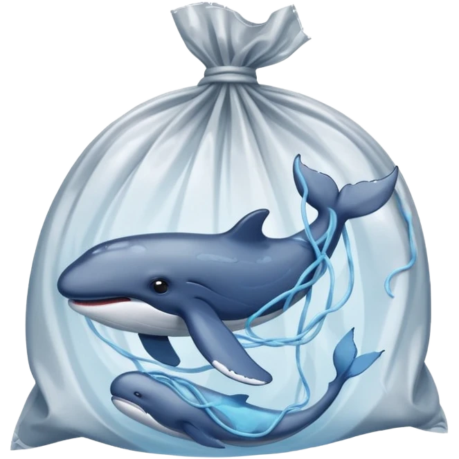 whale stuck in plastic waste bag emoji
