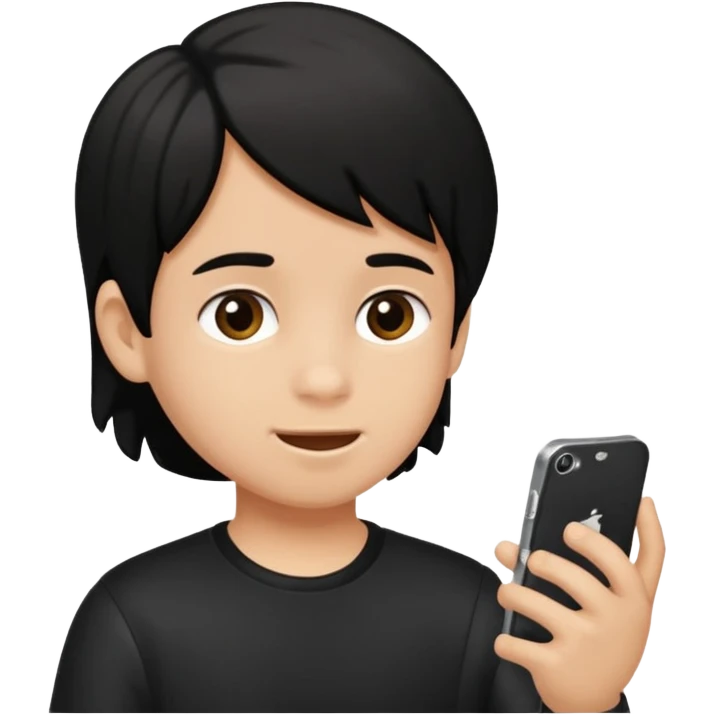 un niño de entre 3 - 10 años jugando con su celular (pelo negro) emoji