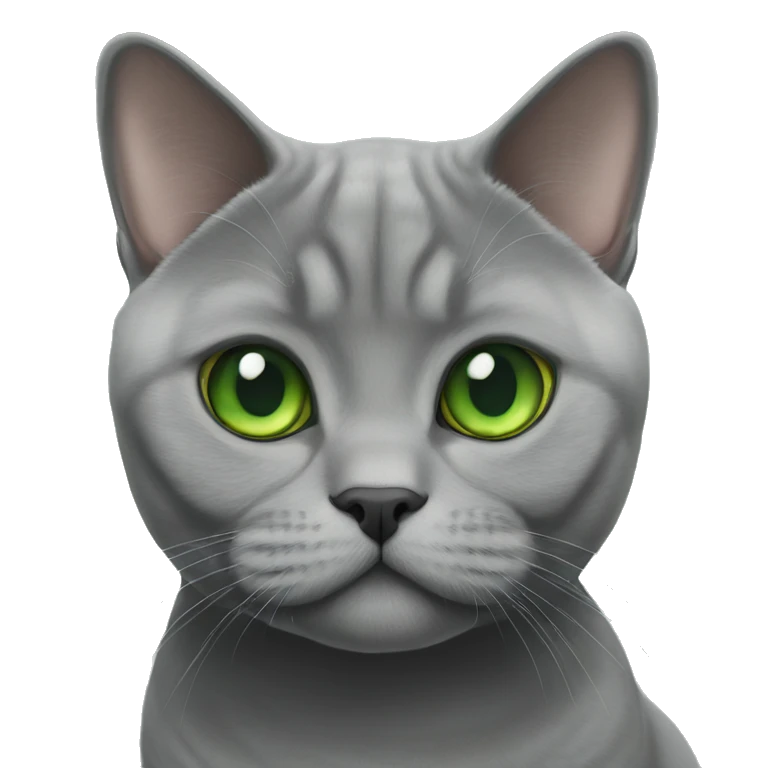 Grey British shorthair with green eyes  emoji