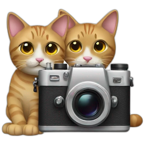 two cats with camera emoji