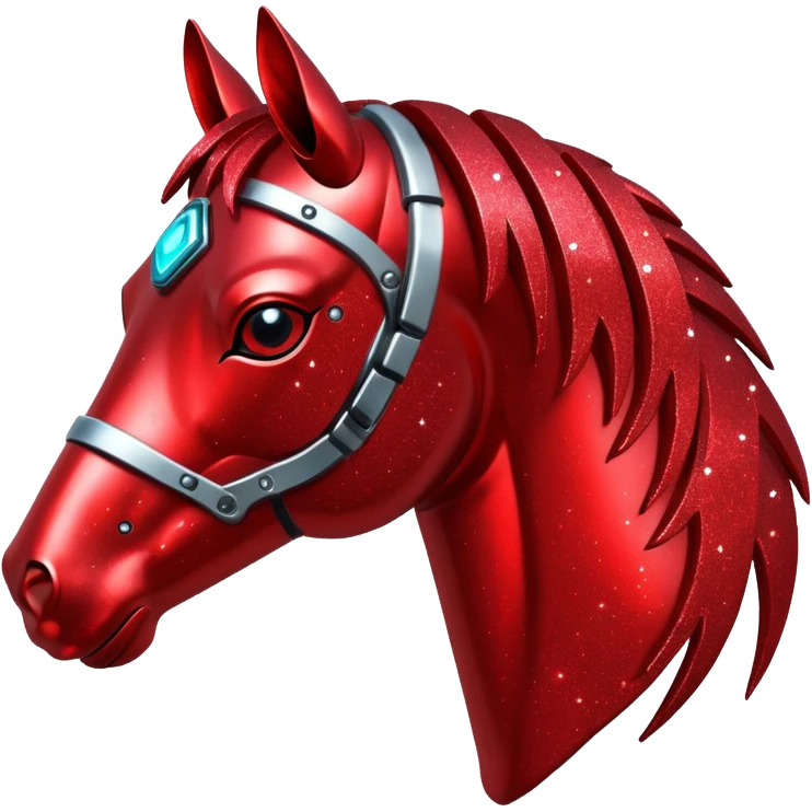 red glitter cyberpunk horse emoji