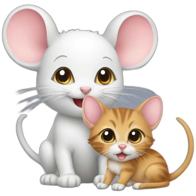 Mouse and kitten emoji