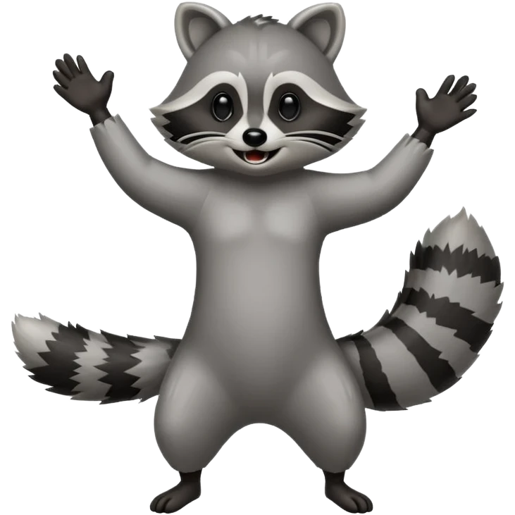 a full body raccoon celebrating / dancing  emoji