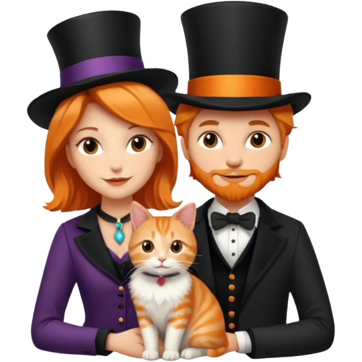 magician couple and their pet cat emoji