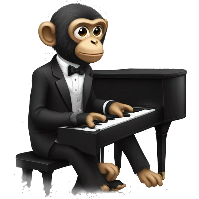 Monkey in tuxedo playing piano  emoji
