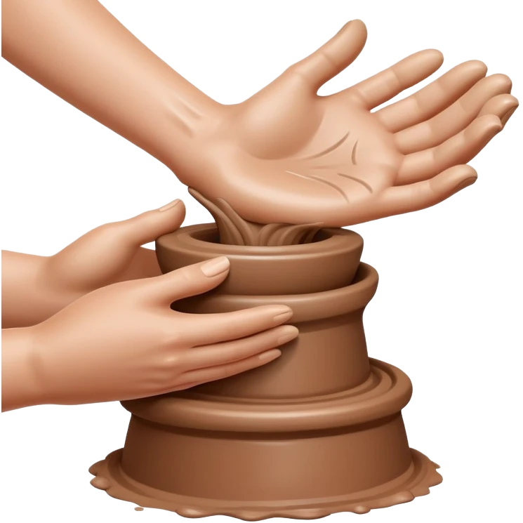 hand doing palm hug on mound of clay on silver pottery wheel emoji