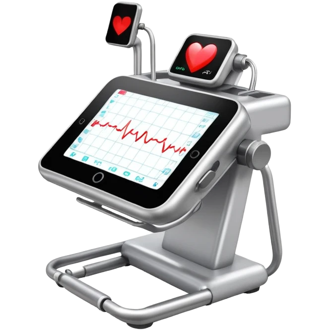 EKG machine with heart rate monitor display emoji
