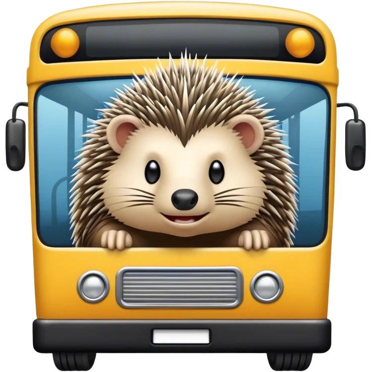 porcupine driving a bus emoji