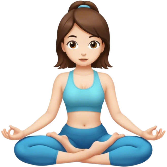 White girl brunette hair in Malasana yoga emoji