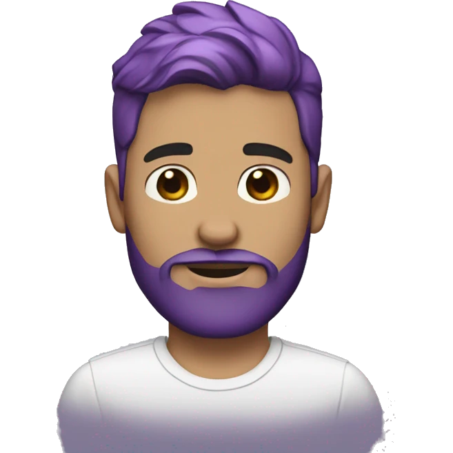 white guy, purple hair fade, short brown beard emoji