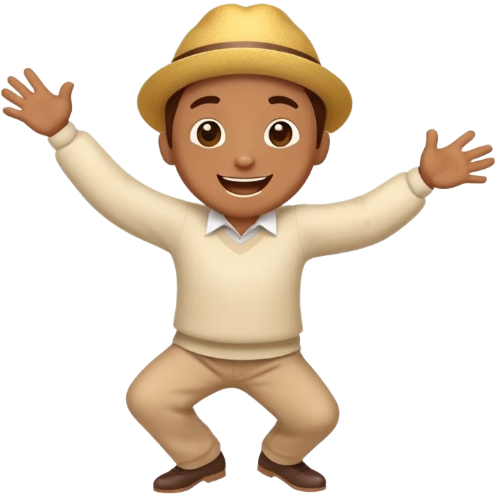 character doing a happy Friday dance, cheerful expression emoji