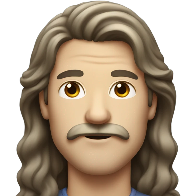 white man with moustache and long brown hair emoji