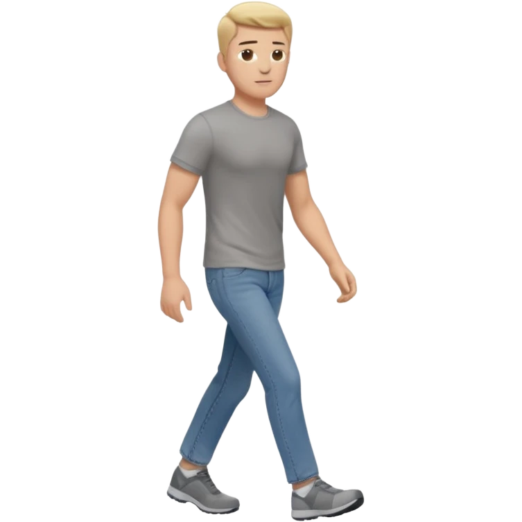 White male walking to the left full body in jeans and grey t-shirt emoji
