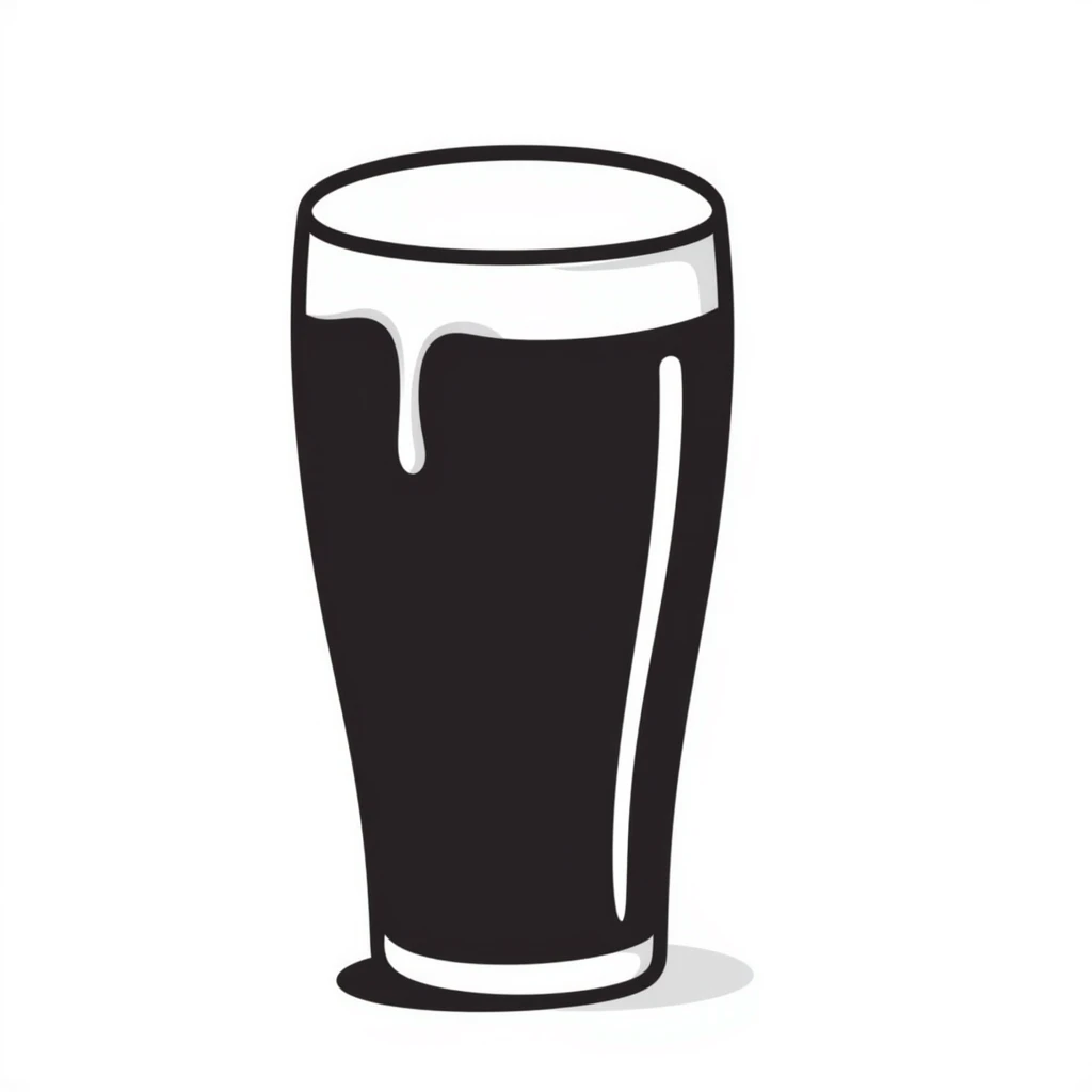 a pint of Guinness beer, dark stout in a classic pint glass with creamy head emoji