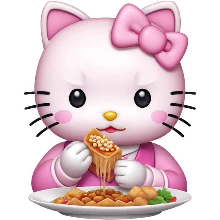 hello kitty eating Chinese emoji