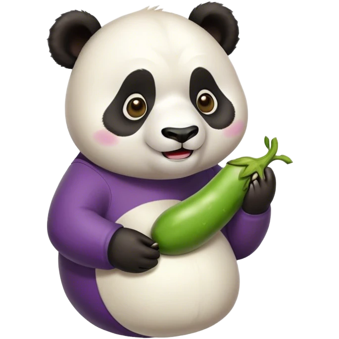 Panda comieno berenjena con una playera de meon emoji