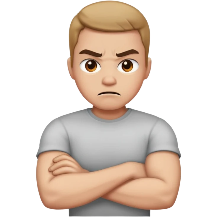 Arms crossed holding neck angry emoji