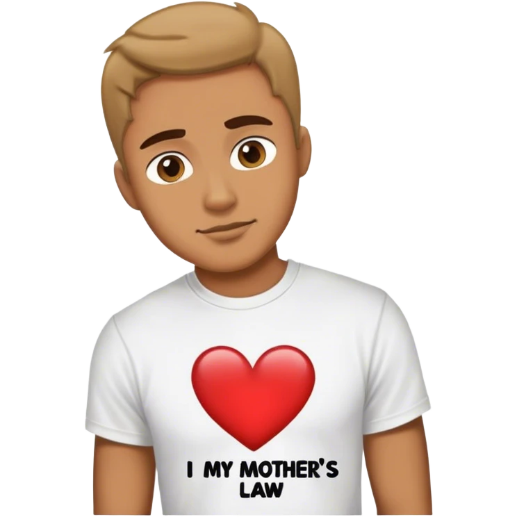 Guy wearing t shirt saying I love my mothers law emoji
