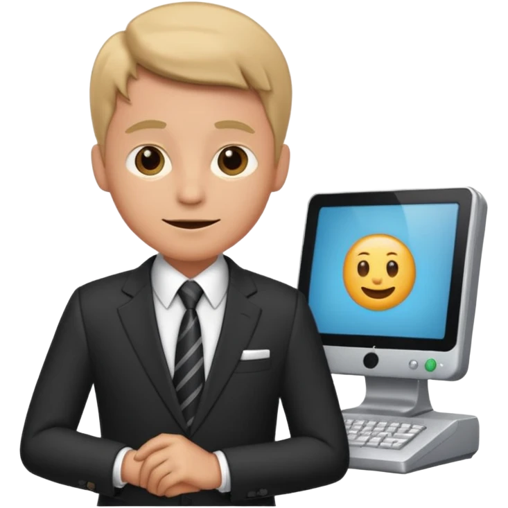 a Computer that is Dressed as a Sales guy emoji