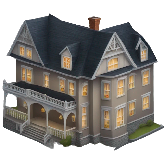 Haunted manor hotel with attached garage on the side  emoji