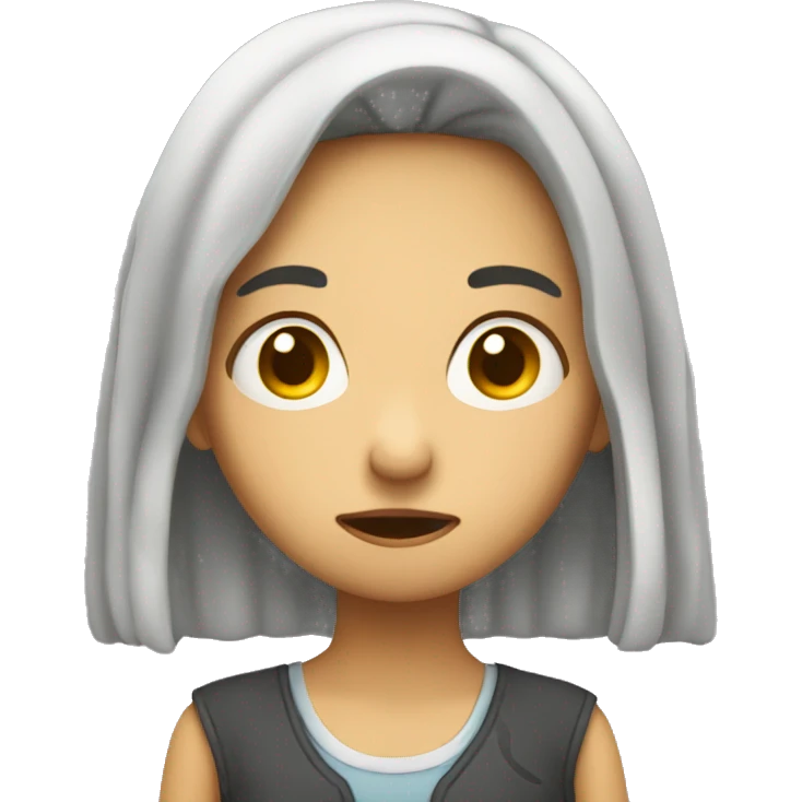 Emoji of a girl who is memorizing a code and is upset emoji