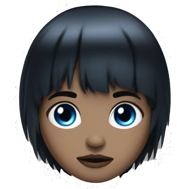 Black hair blue eyes goth with bangs emoji