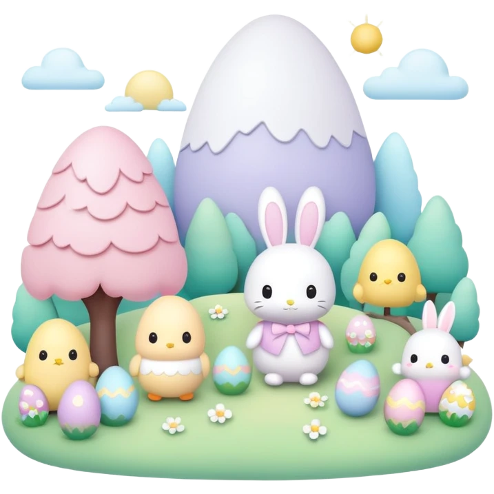 easter sanrio pastel landscape  emoji