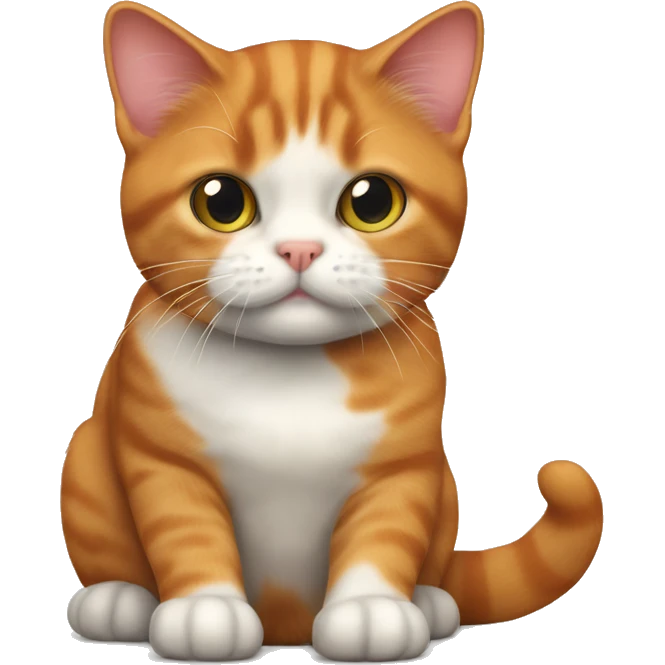 Scotch fold ginger cat with small tricolour kitty emoji